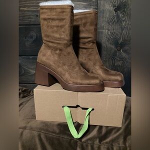 Call it Spring, size 10, new in box, vegan, Brown chunky heel Women's Boots